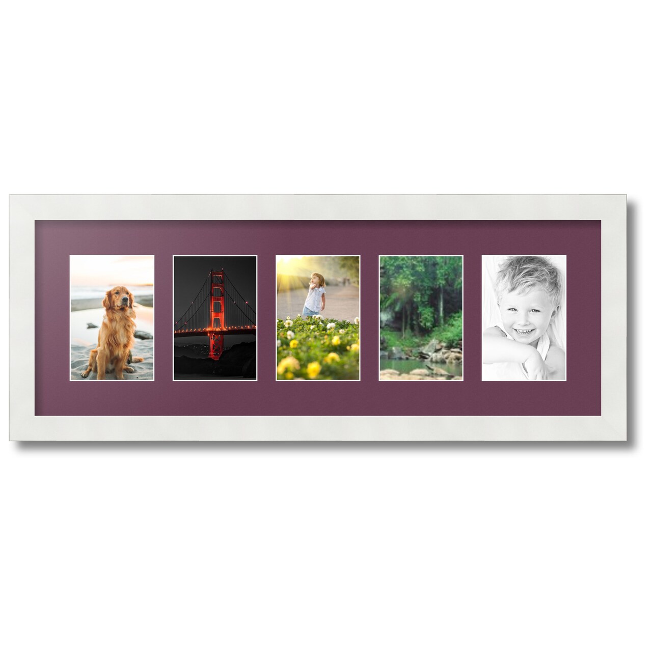 ArtToFrames Collage Photo Picture Frame with 5 - 4x6 inch Openings, Framed in White with Over 62 Mat Color Options and Plexi Glass (CSM-3966-153)